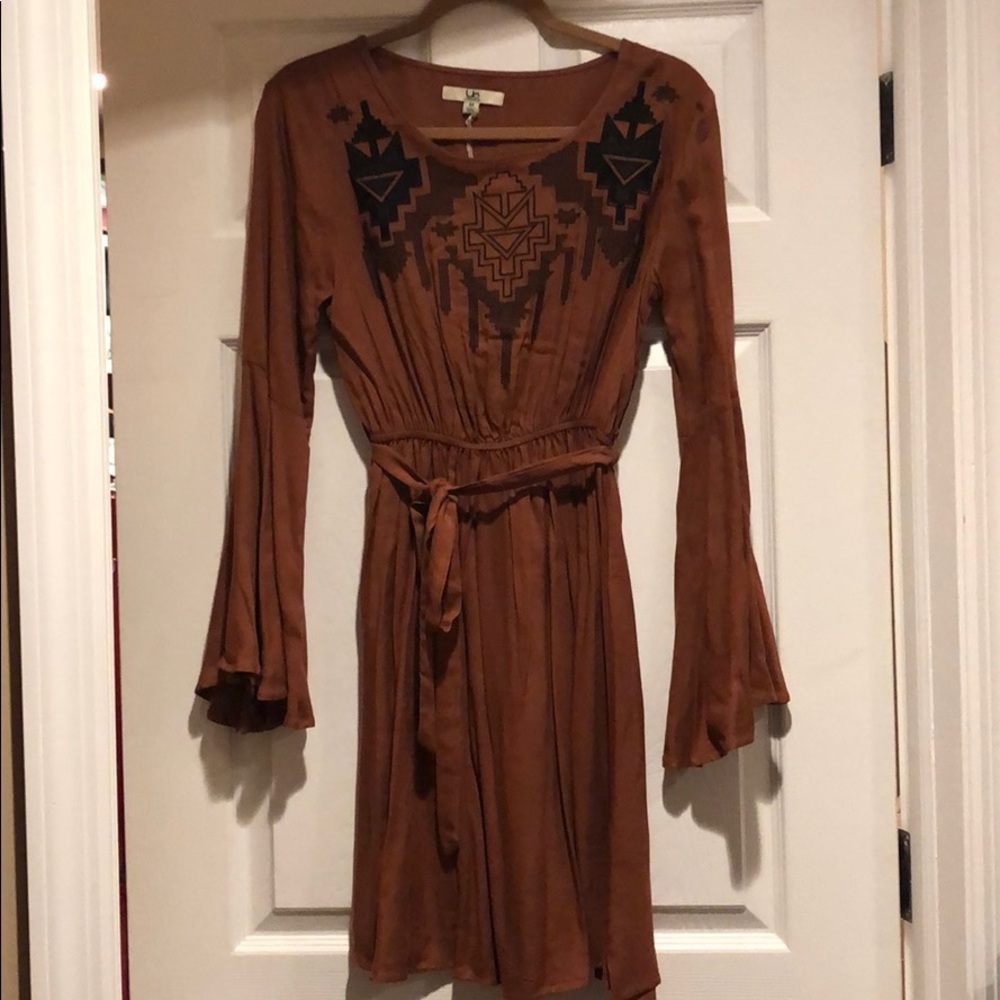 Burnt orange long sleeve dress